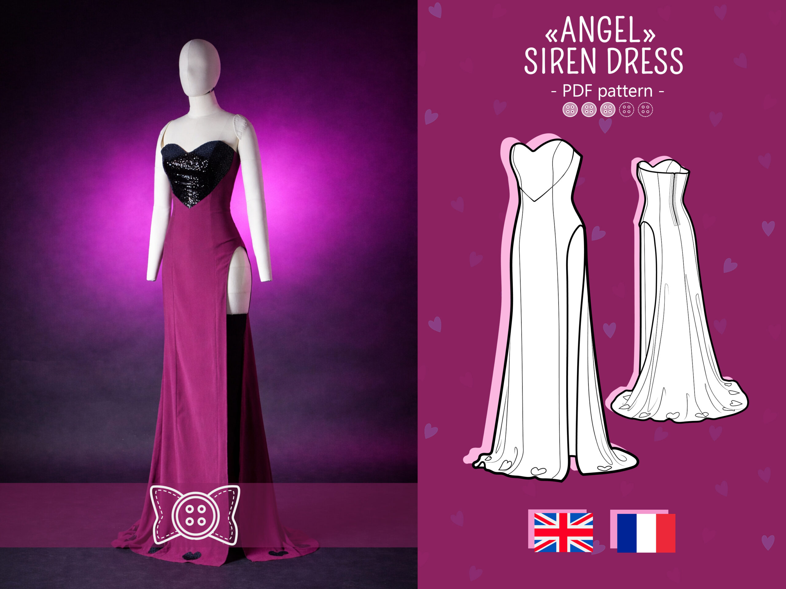 ANGEL DUST DRAG DRESS inspired from Hazbin Hotel PDF PATTERN