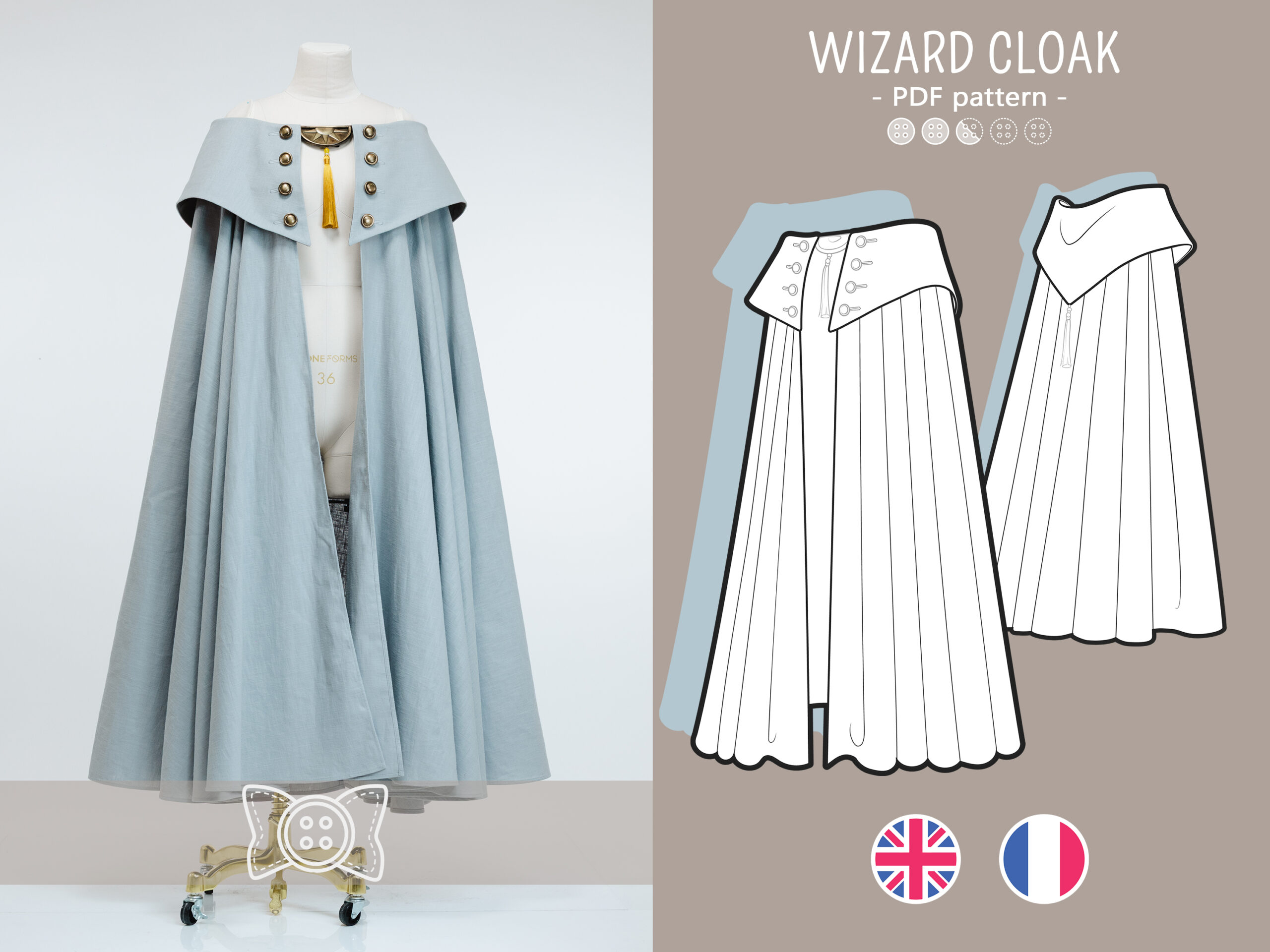 QIFREY CLOAK PDF pattern - Wizard cloak