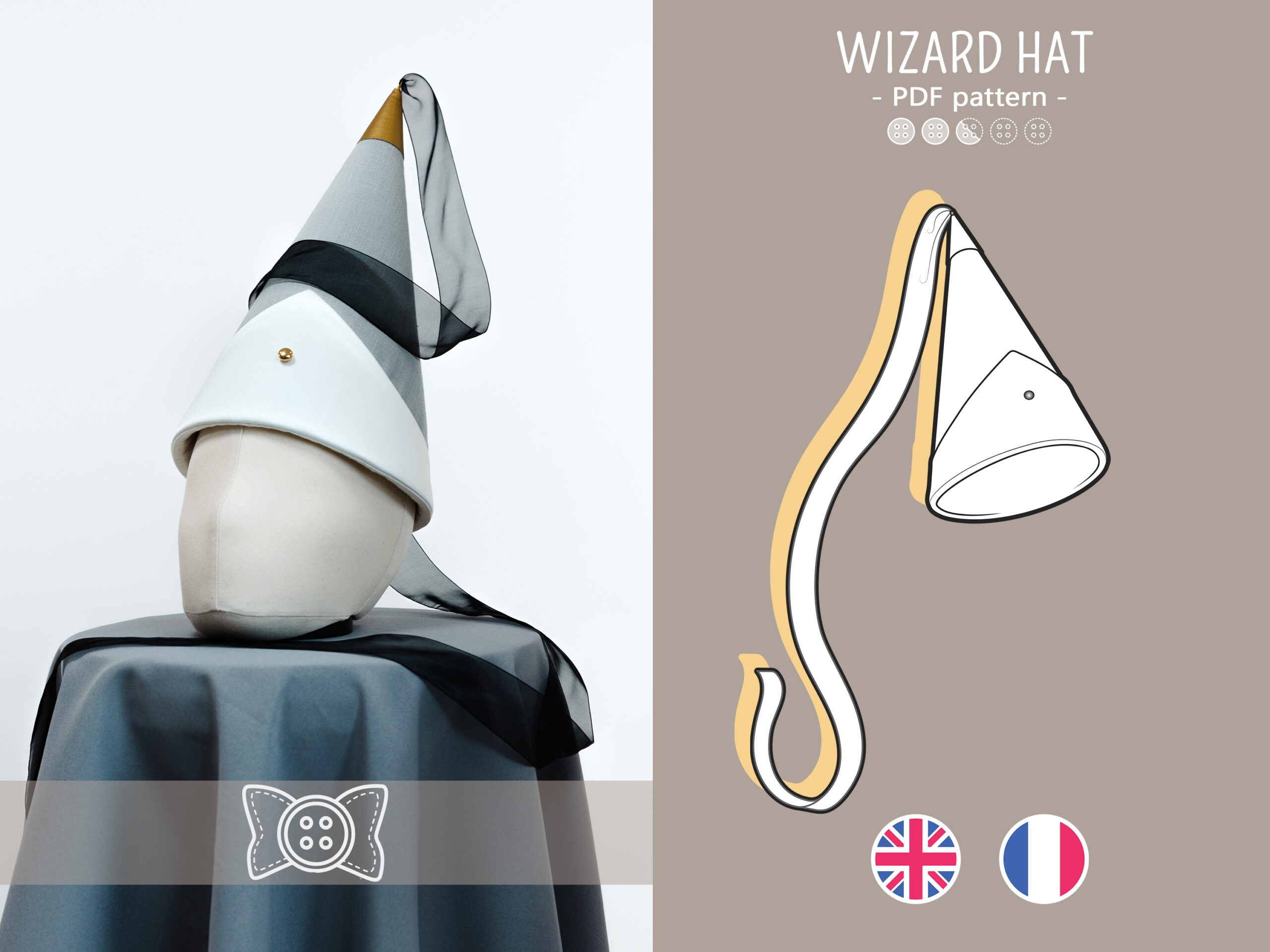 QIFREY HAT PDF pattern Wizard hat